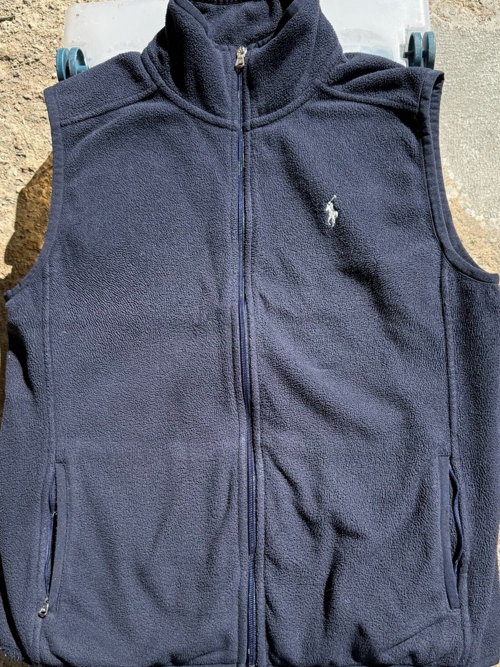 Polo by Ralph Lauren Navy Zip Fleece Vest with Embroidered Pony